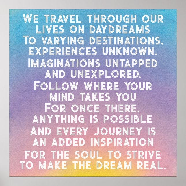 Affiche Sunrise Sunset Daydreams Inspirational Quote (Devant)