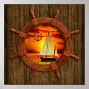 Affiche Sunset bateau