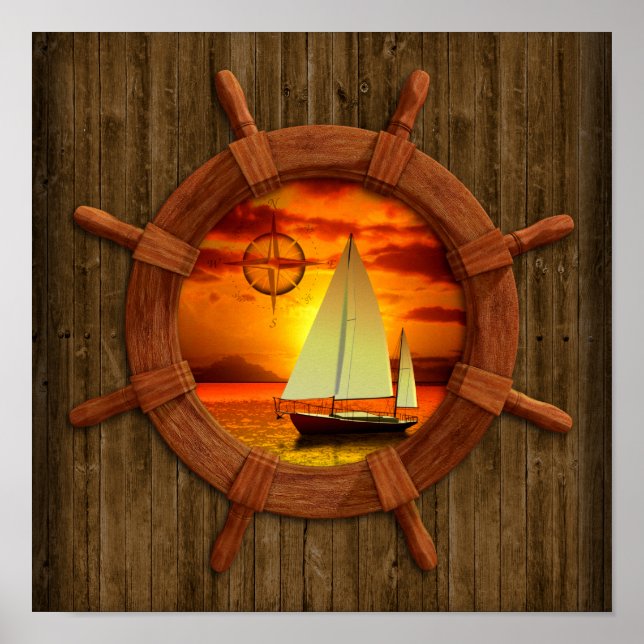 Affiche Sunset bateau (Devant)