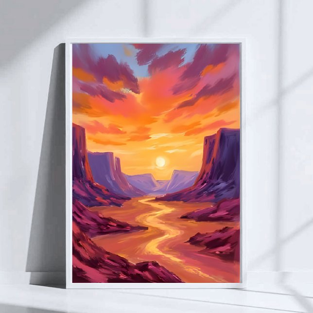 Affiche Sunset Desert Canyon | Peinture jaune (Créateur téléchargé)