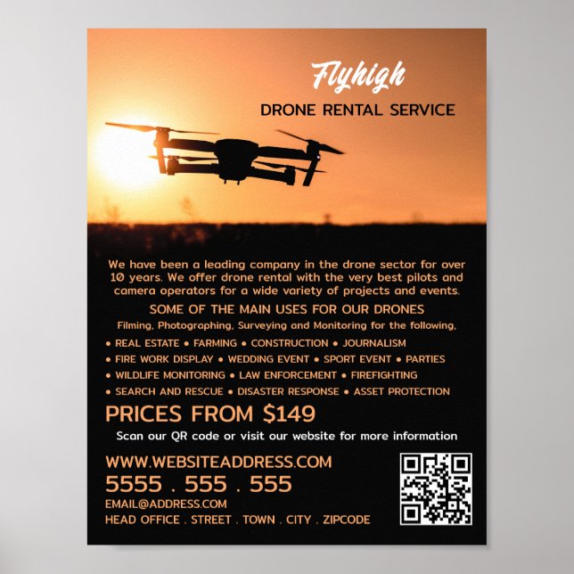 Affiche Sunset Drone Silhouette, société de location de dr (Devant)