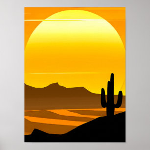Affiche Sunset du désert du sud-ouest avec Mesas