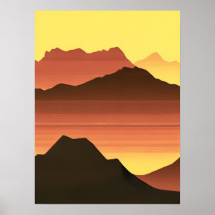 Affiche Sunset du Désert du Sud-Ouest avec Montagnes