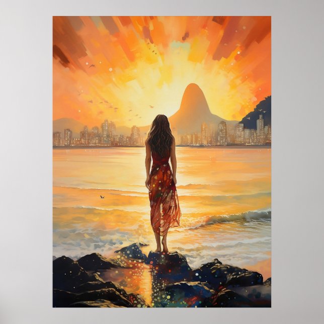 Affiche Sunset girl, Rio de janeiro, Femme, Romantique (Devant)