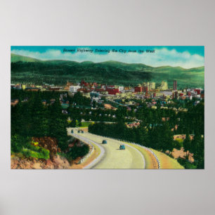 Affiche Sunset Highway entrant Spokane de l'ouest