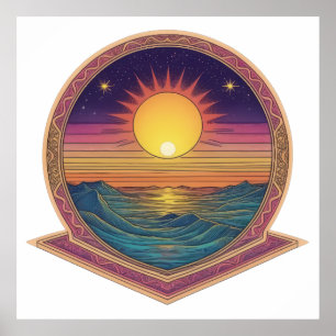 Affiche Sunset Mandala Horizon
