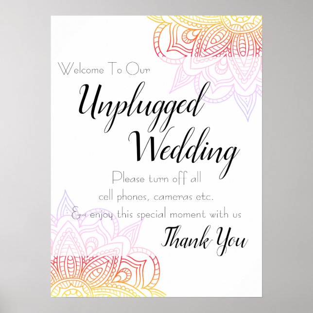 Affiche Sunset Mandala Unplugged Wedding Sign (Devant)