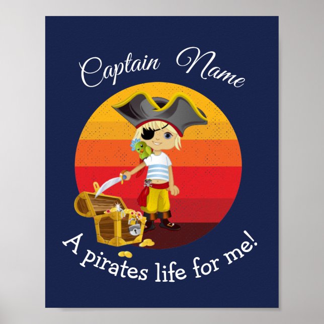 Affiche Sunset Nautical Blue Boy Party Pirate (Devant)