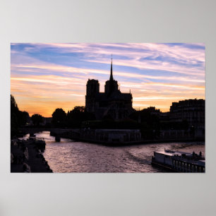 Affiche Sunset on Notre Dame de Paris - Paris, France