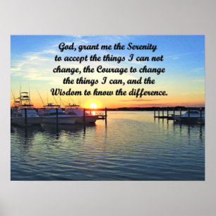 AFFICHE SUNSET ON THE LAKE SERENITY PRAYER ORIGINAL