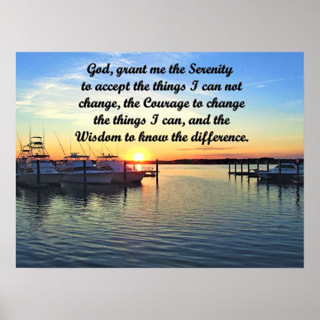 AFFICHE SUNSET ON THE LAKE SERENITY PRAYER ORIGINAL (Devant)