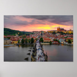 Affiche Sunset over Charles Bridge