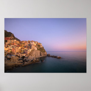 Affiche Sunset over Manarola village in Cinque Terre