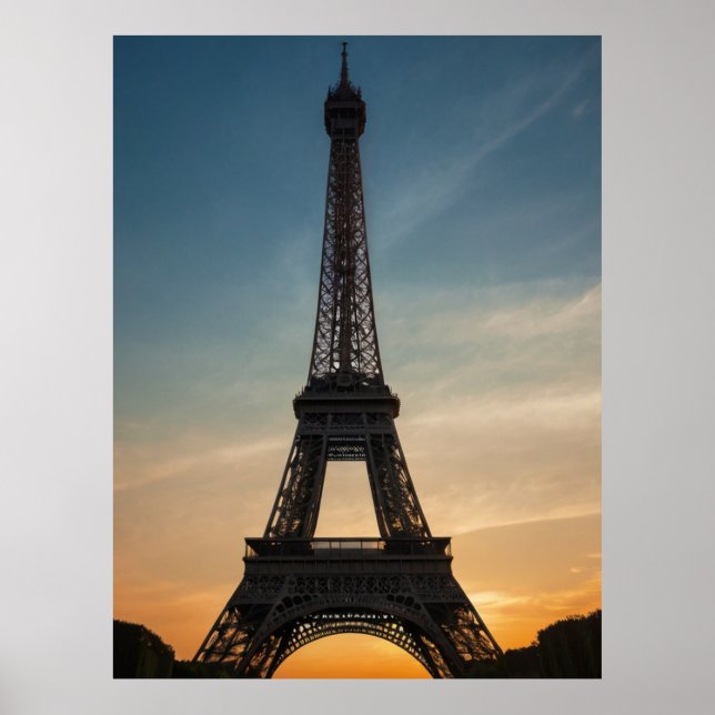 Affiche Sunset parisien moderne Tour Eiffel Paris Français (Devant)
