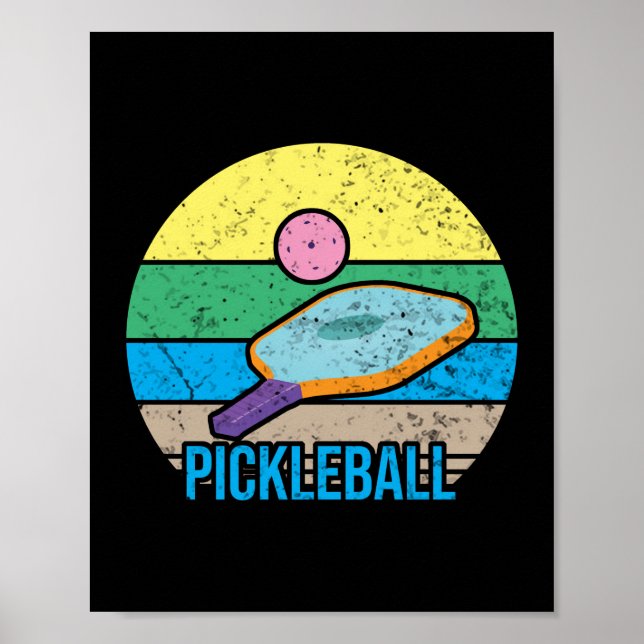 Affiche Sunset Retro Pickleball vintage (Devant)