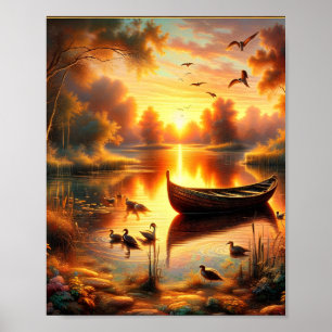 Affiche Sunset Rowboat numérique
