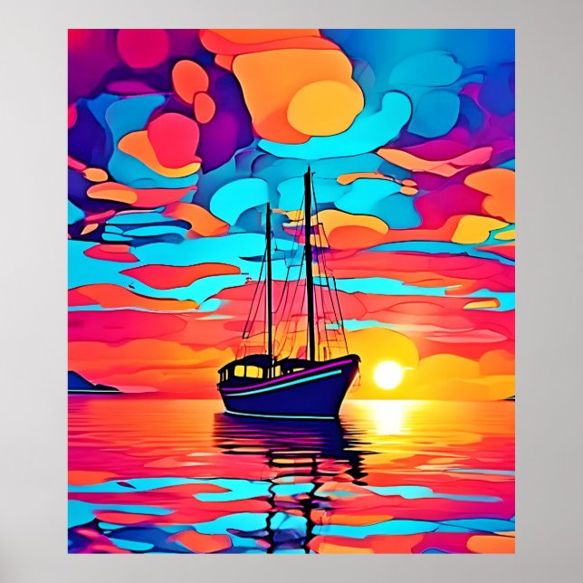 Affiche Sunset Sailboat Dream (Devant)