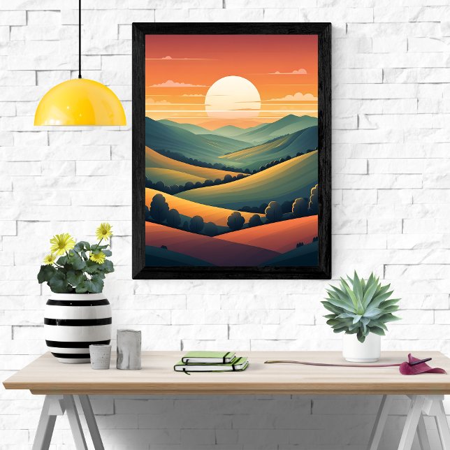 Affiche Sunset Serenity : Rolling Hills Payscape (Créateur téléchargé)