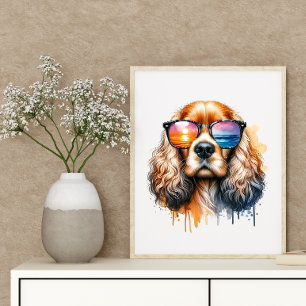 Affiche Sunset Vibe Cocker Spaniel Aquarelle Chien Art mur