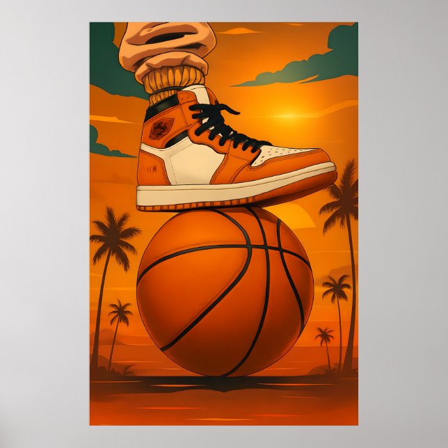 Affiche Sunset Vibes Basket sur Basketball (Devant)