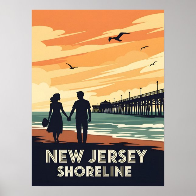 Affiche Sunset vintage New Jersey Shoreline (Devant)