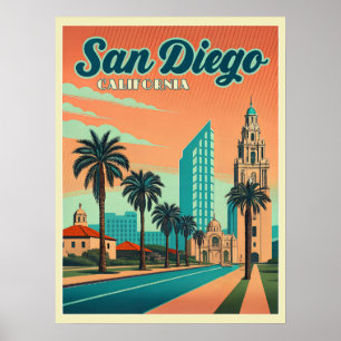 Affiche Sunset vintage San Diego California
