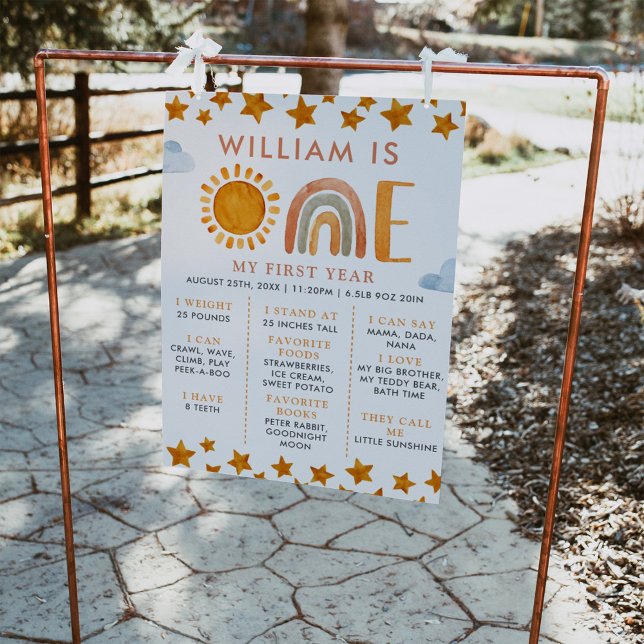 Affiche Sunshine et Rainbow 1er Birthday Milestone Board (Créateur téléchargé)