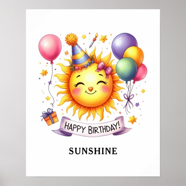 Affiche Sunshine Nom personnalisé Joyeux anniversaire (Devant)