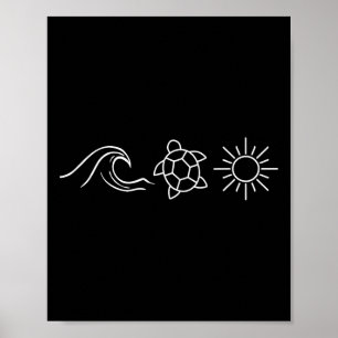 Affiche Sunshine Waves Turtles Hawaii Beach Vacatio d'été