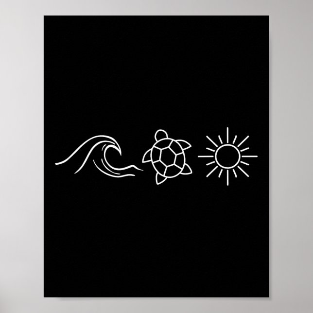 Affiche Sunshine Waves Turtles Hawaii Beach Vacatio d'été (Devant)