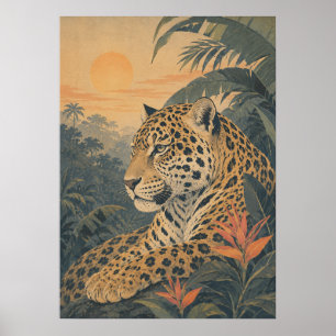 Affiche Sunward I — Jaguar au lever du soleil