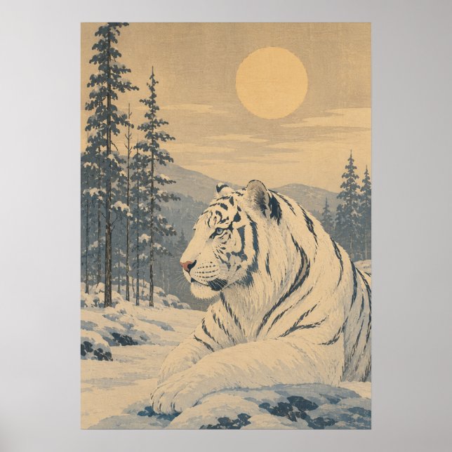Affiche Sunward II — Tigre blanc en hiver (Devant)