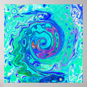 Affiche Super Abstrait Ocean Blue et Green Liquid Swirl