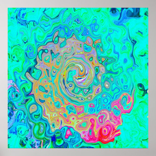 Affiche Super Abstrait Rainbow Liquid Swirl (Devant)