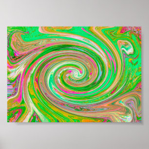 Affiche Super Abstrait rétro vert et rose chaud