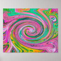 Super Abstrait rose rétro et verdure à la menthe