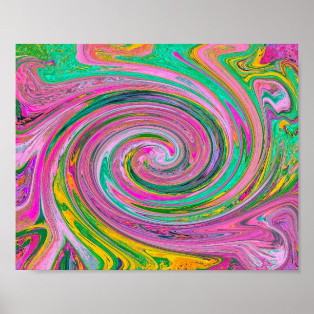 Affiche Super Abstrait rose rétro et verdure à la menthe (Devant)