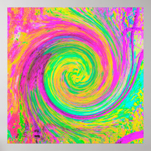 Affiche Super Abstrait violet et cyclique jaune