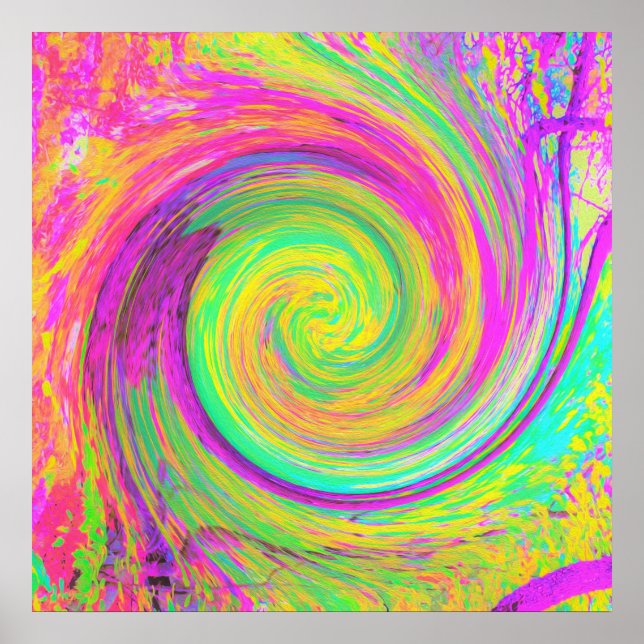 Affiche Super Abstrait violet et cyclique jaune (Devant)