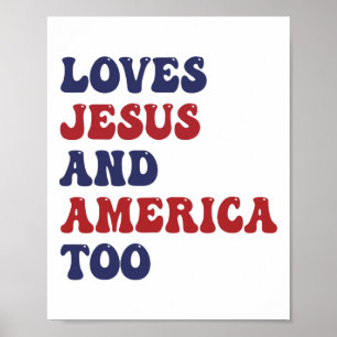 Affiche Super Aime Jésus Et L'Amérique Aussi Dieu Chrétien