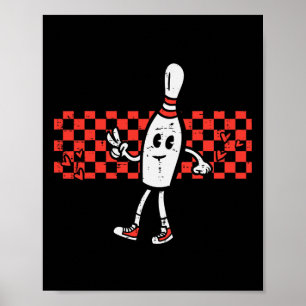 Affiche Super Bowling Pin Peace Retro Bowler Boys Kids Me