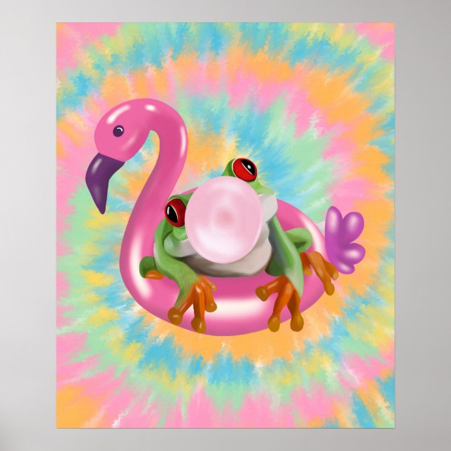 Affiche Super Bubblegum soufflant Arbre Frog Tie Dye (Devant)