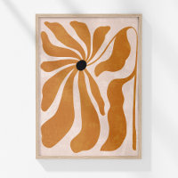 Super Burnt Orange Beige Abstrait Floral Wall Art