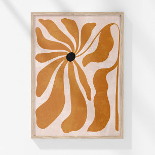 Affiche Super Burnt Orange Beige Abstrait Floral Wall Art
