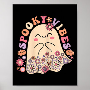 Affiche Super Cute Kawaii Ghost Floral Vibes Éffrayantes H