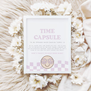 Affiche Super fille À damiers visage heureux   Capsule tem