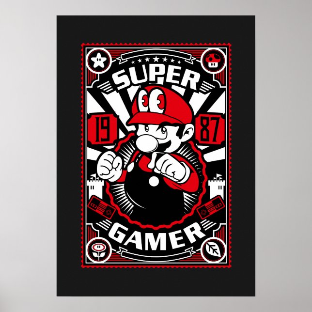 Affiche Super Gamer Retro Gaming (Devant)