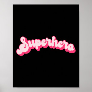 Affiche Super-héros - Mignon Rose Vintage Retro Halloween