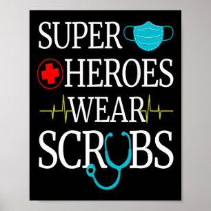 Affiche Super Héros Portent Des Scrubs Nurs Médicales