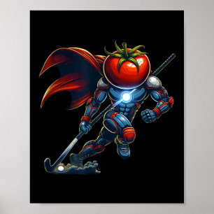 Affiche Super-héros tête de tomate de hockey sur gazon cyb